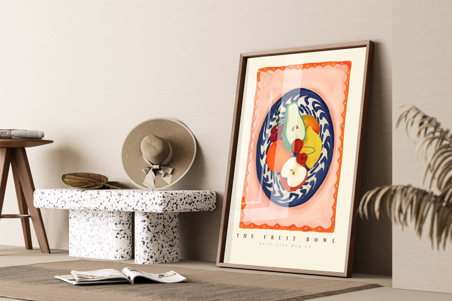Blue Fruit Bowl Illustration