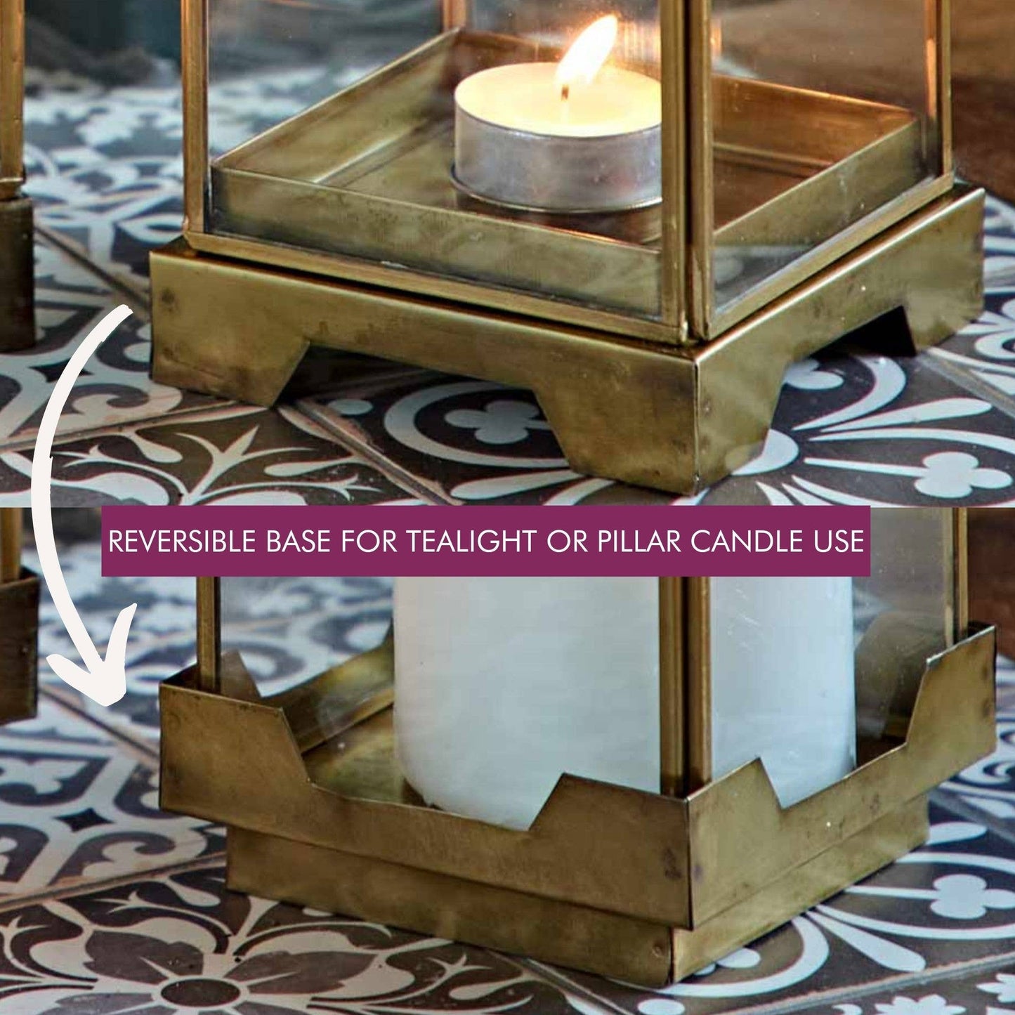 Handmade Antique Brass Candle Lantern