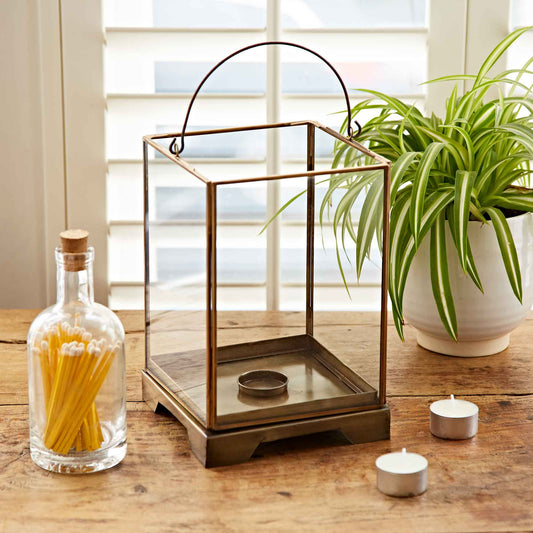 Handmade Antique Brass Candle Lantern