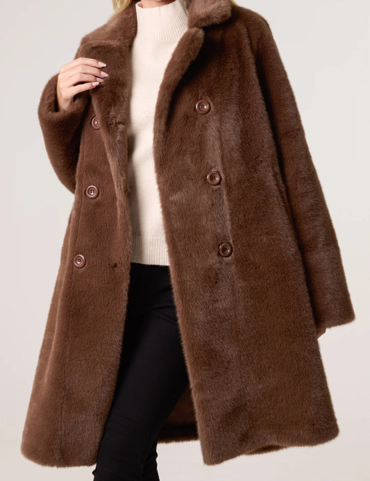 Long Line Faux Fur Coat