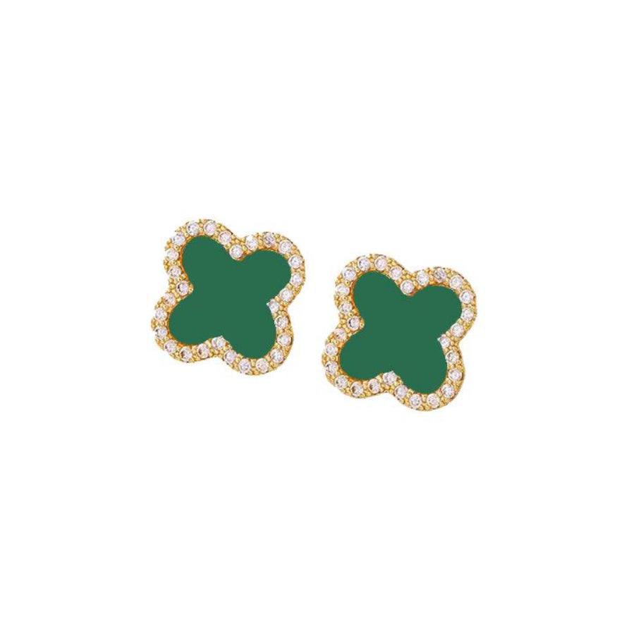 Crystal Encrusted Clover Studs