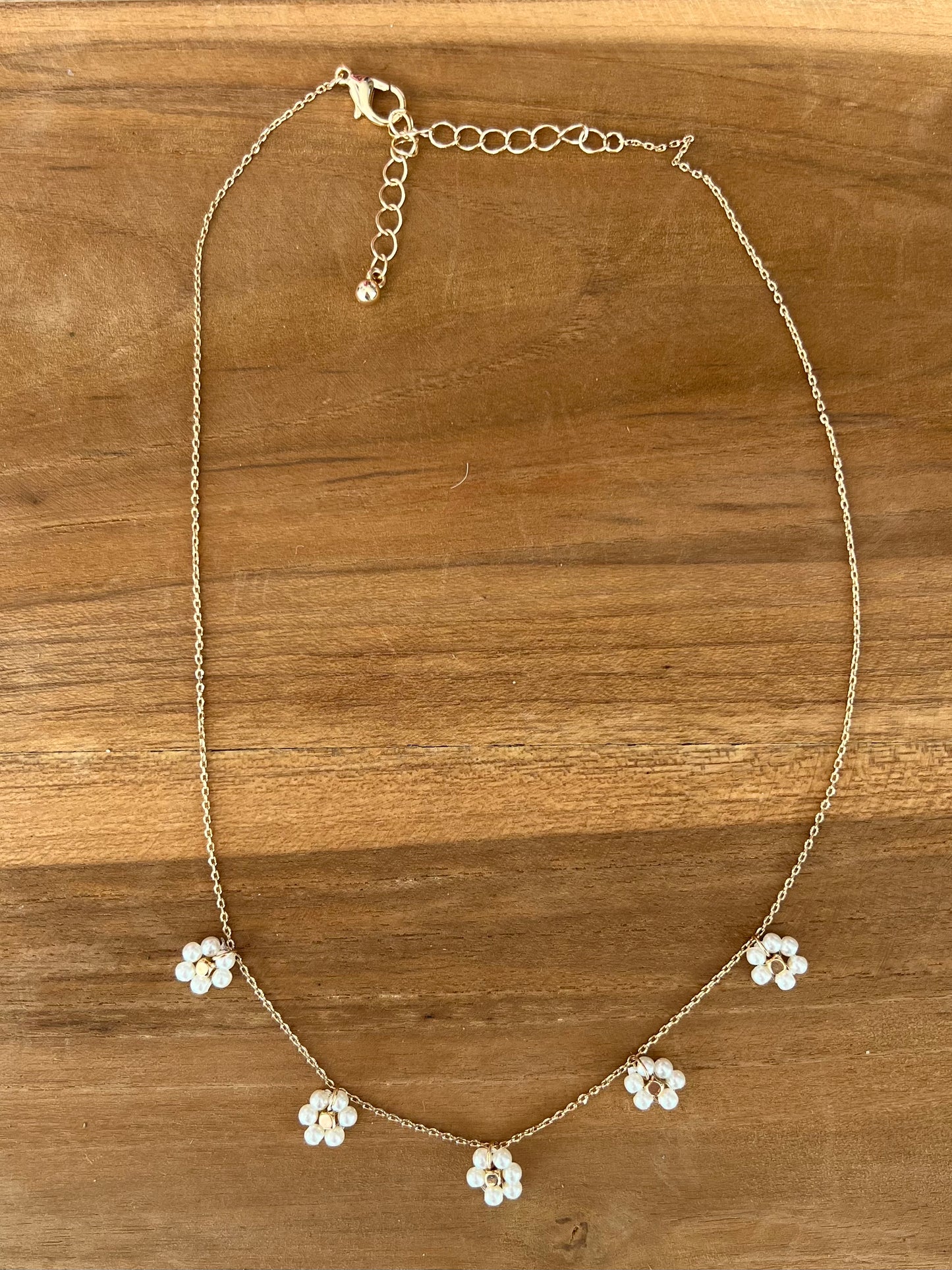White Glass Flower Necklace
