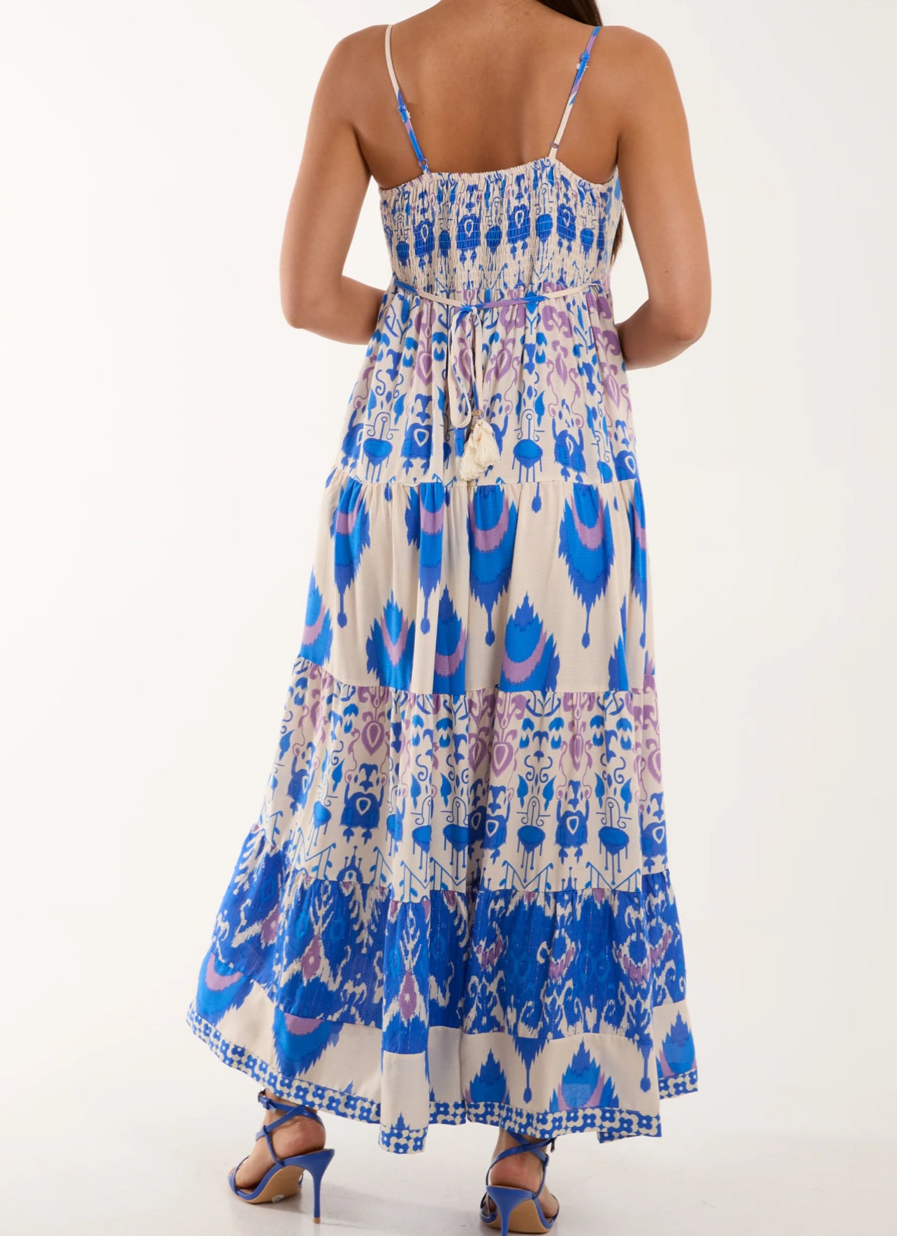 Purple print tassel dress
