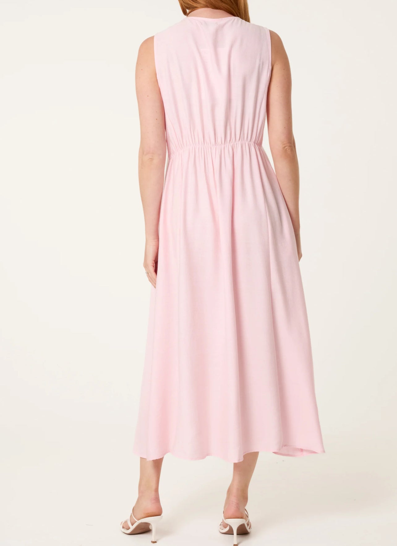 Plain Round Neck Midi Dress