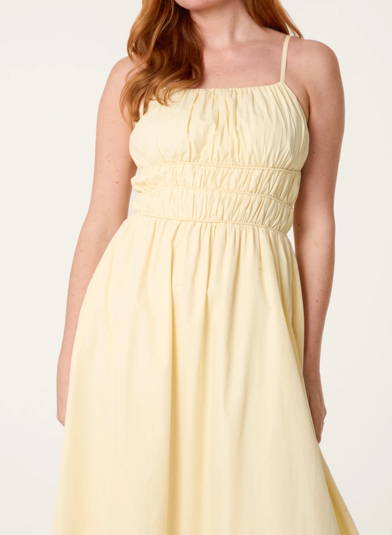 Ruched Strappy Midi Dress