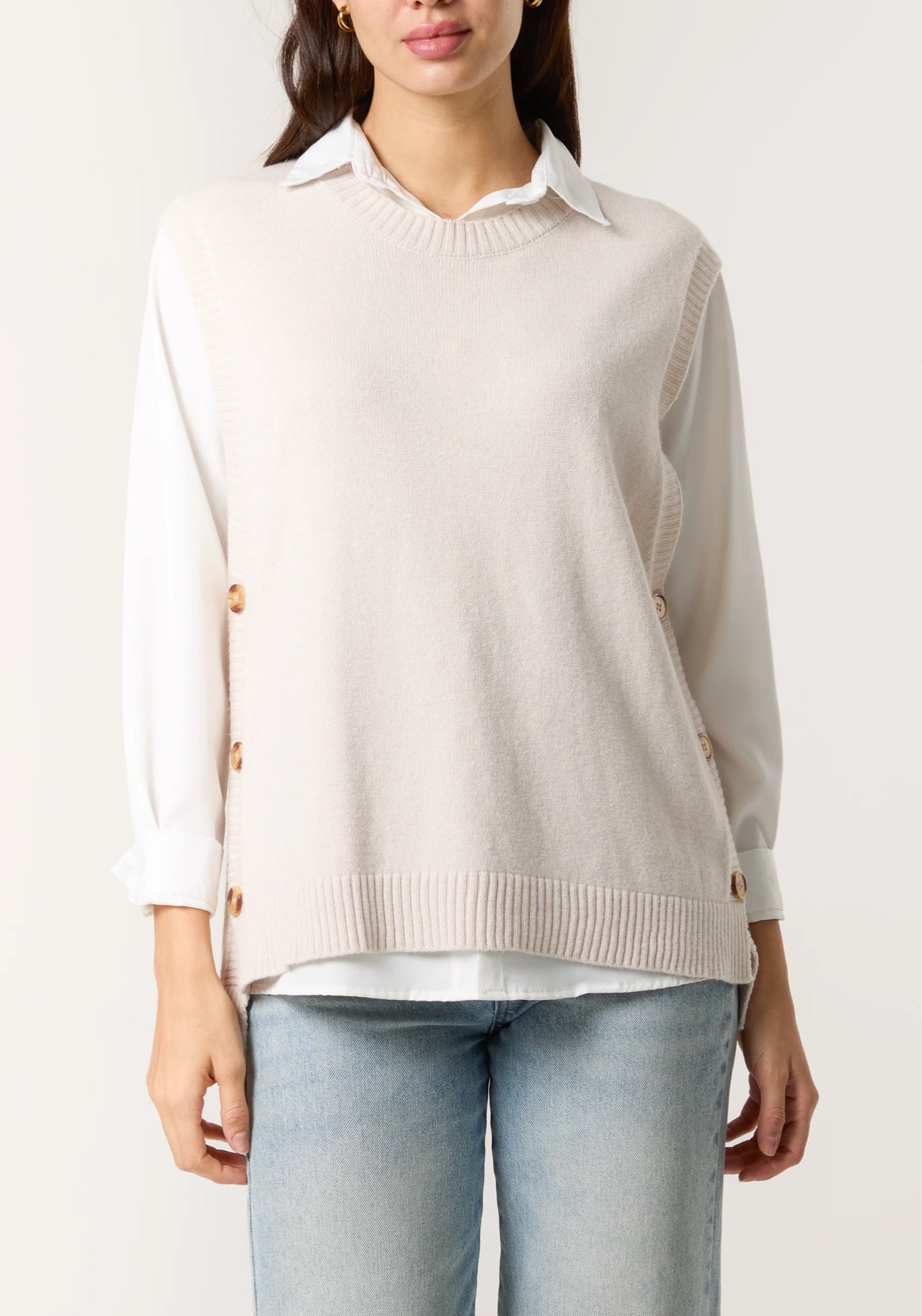 Side Button Knit Vest
