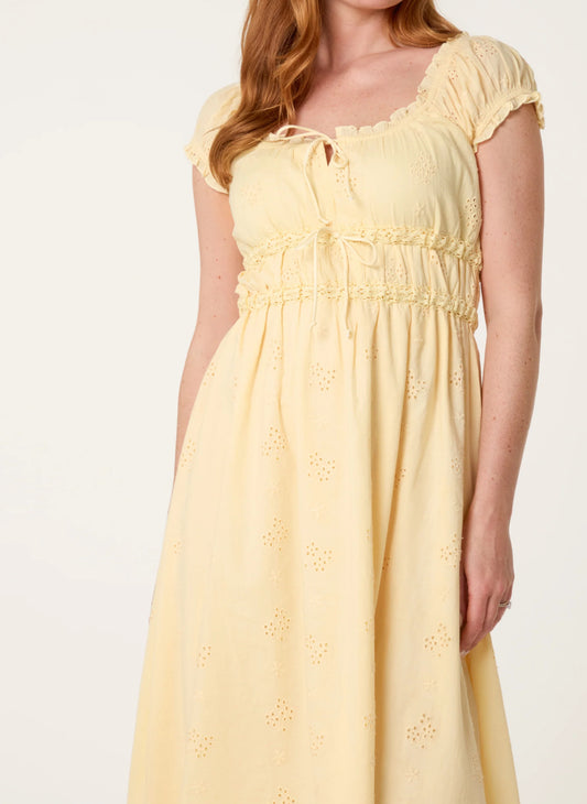 Broderie Tie Midi Dress