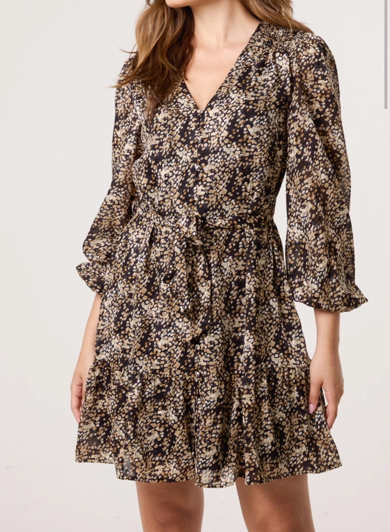 Spotty Button Belted Dress