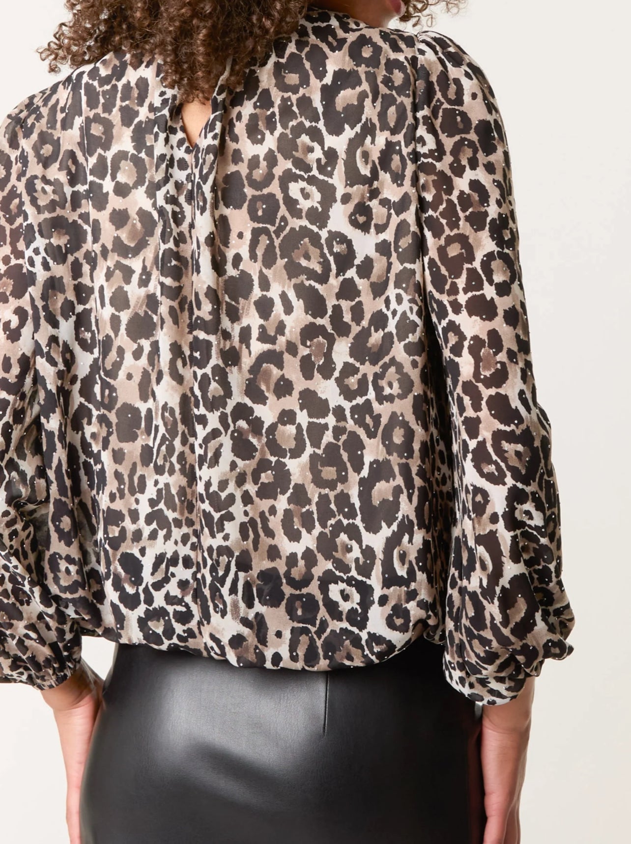 High Tie Animal Print Blouse
