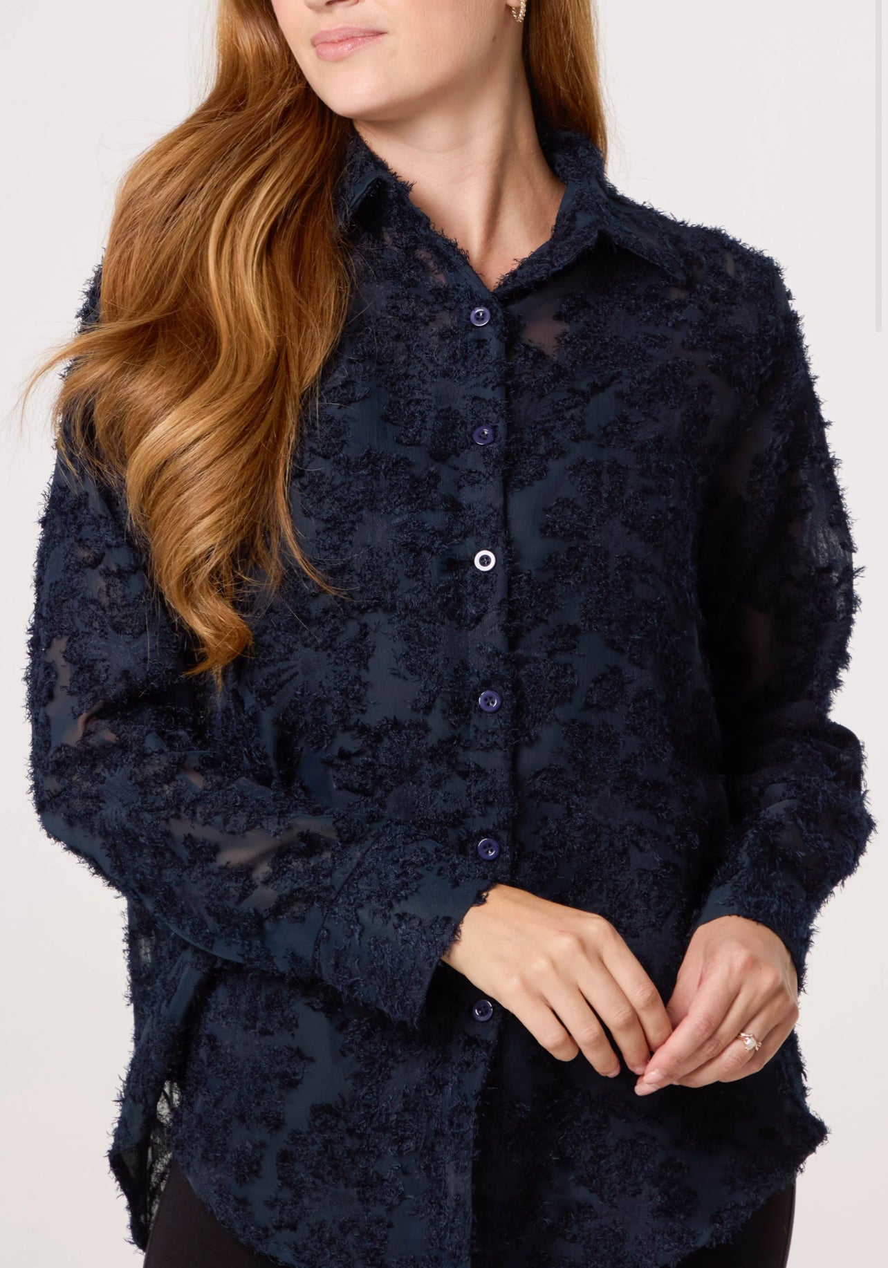 Knit Detail Mesh Blouse