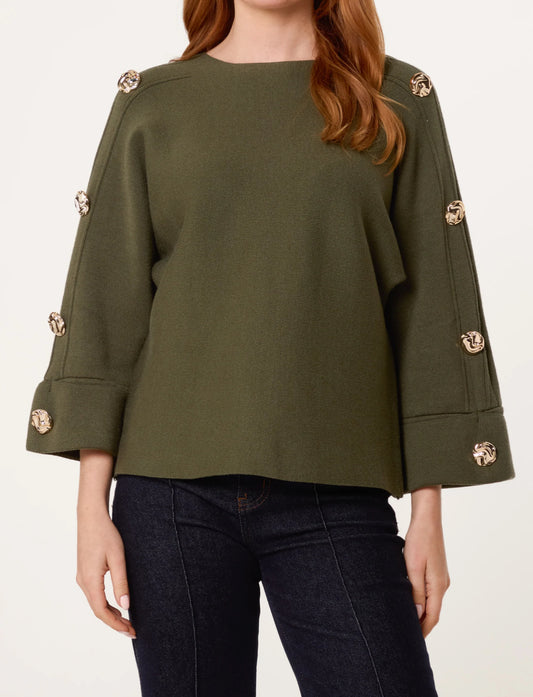 Gold Button Boxy Jumper