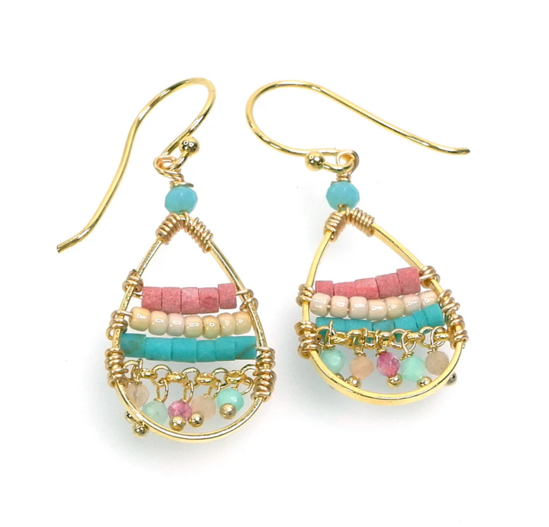 Gemstone Aztec Earrings