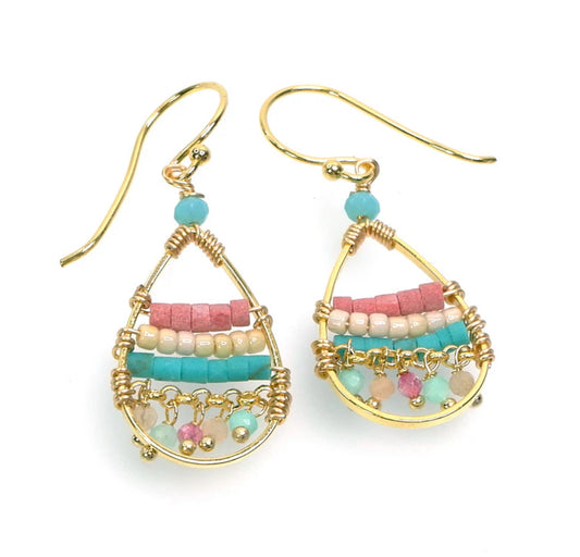 Gemstone Aztec Earrings