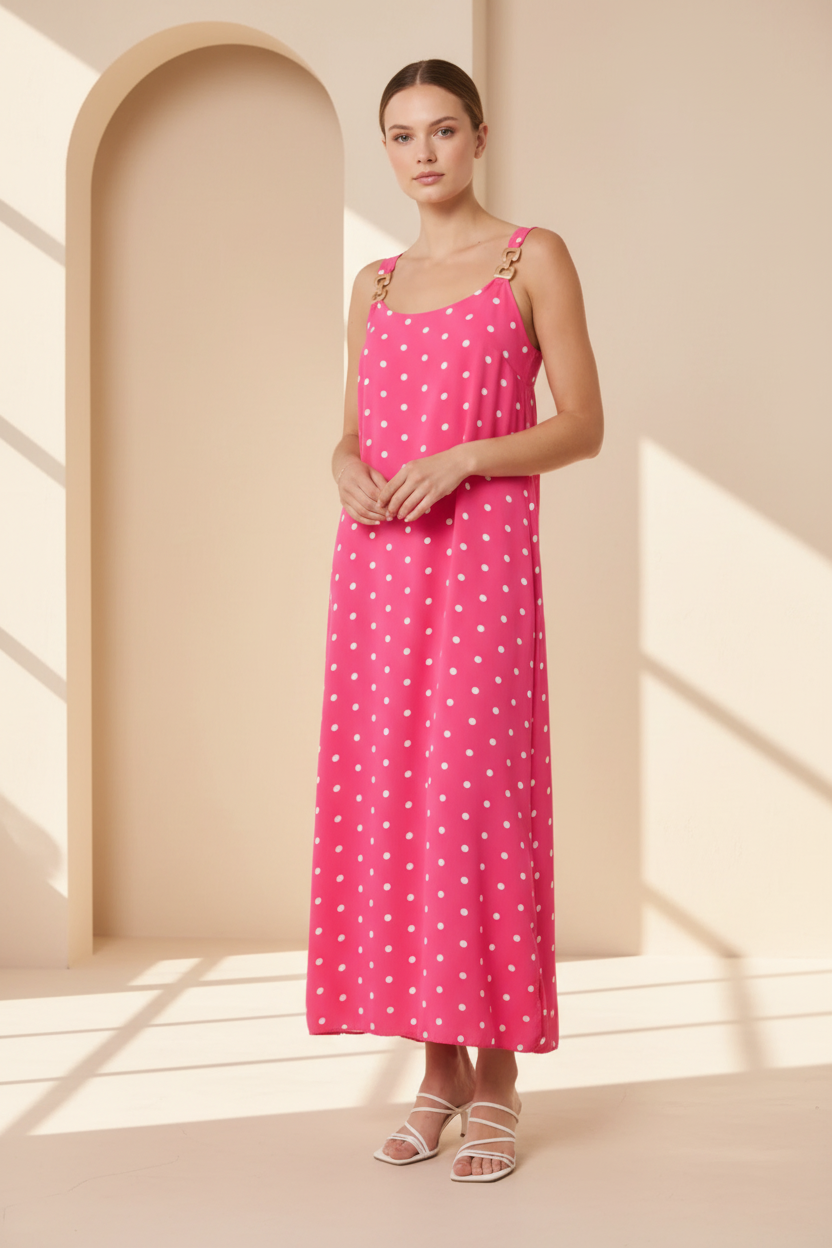 Chain Strap Polka Dot Dress