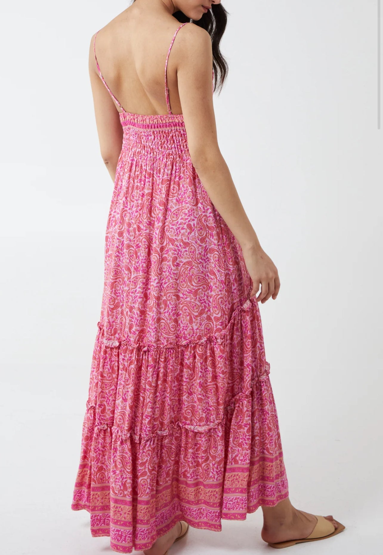 Paisley print ruched cami dress