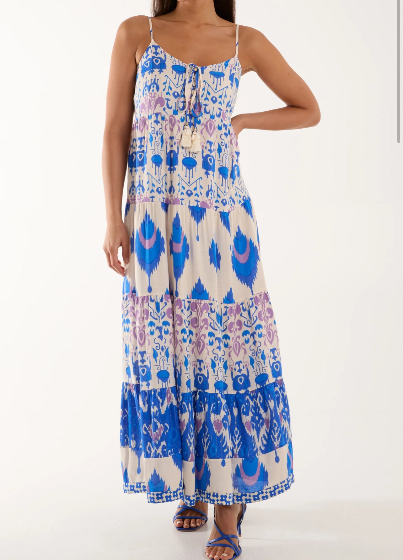 Purple print tassel dress