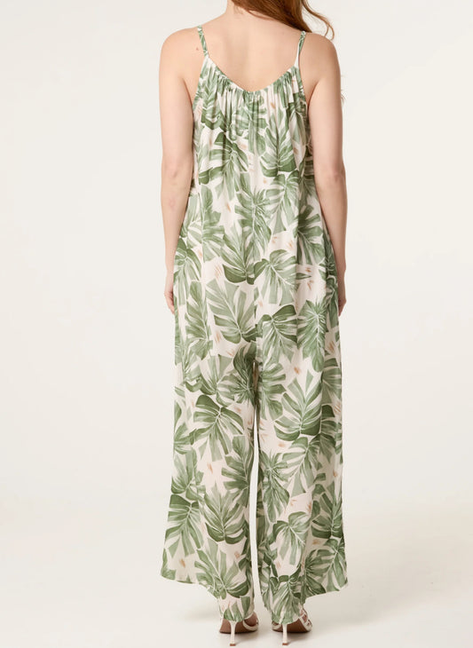 Palm Tree Wide Leg Jumpsuit