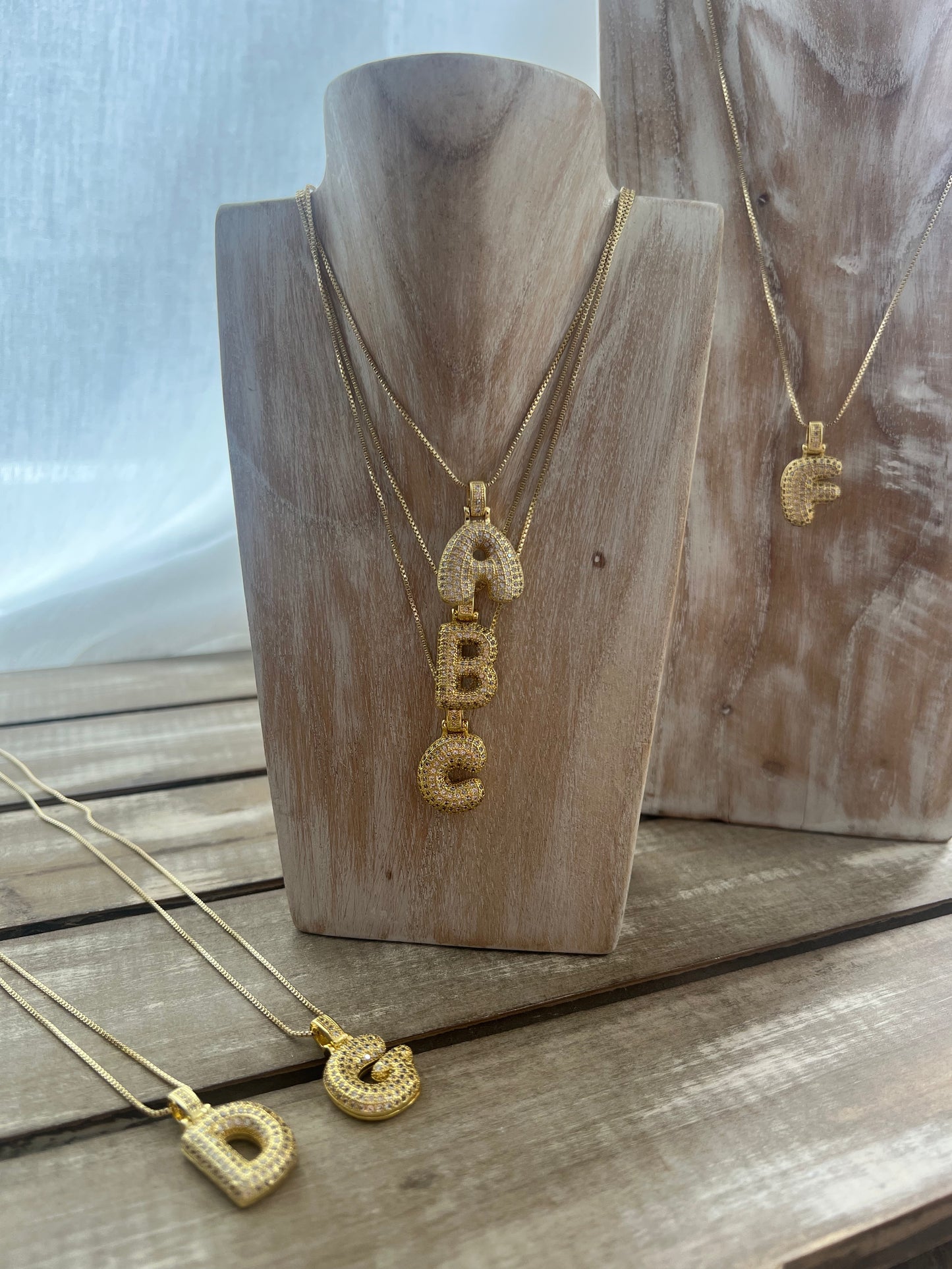 Bubble initial necklace