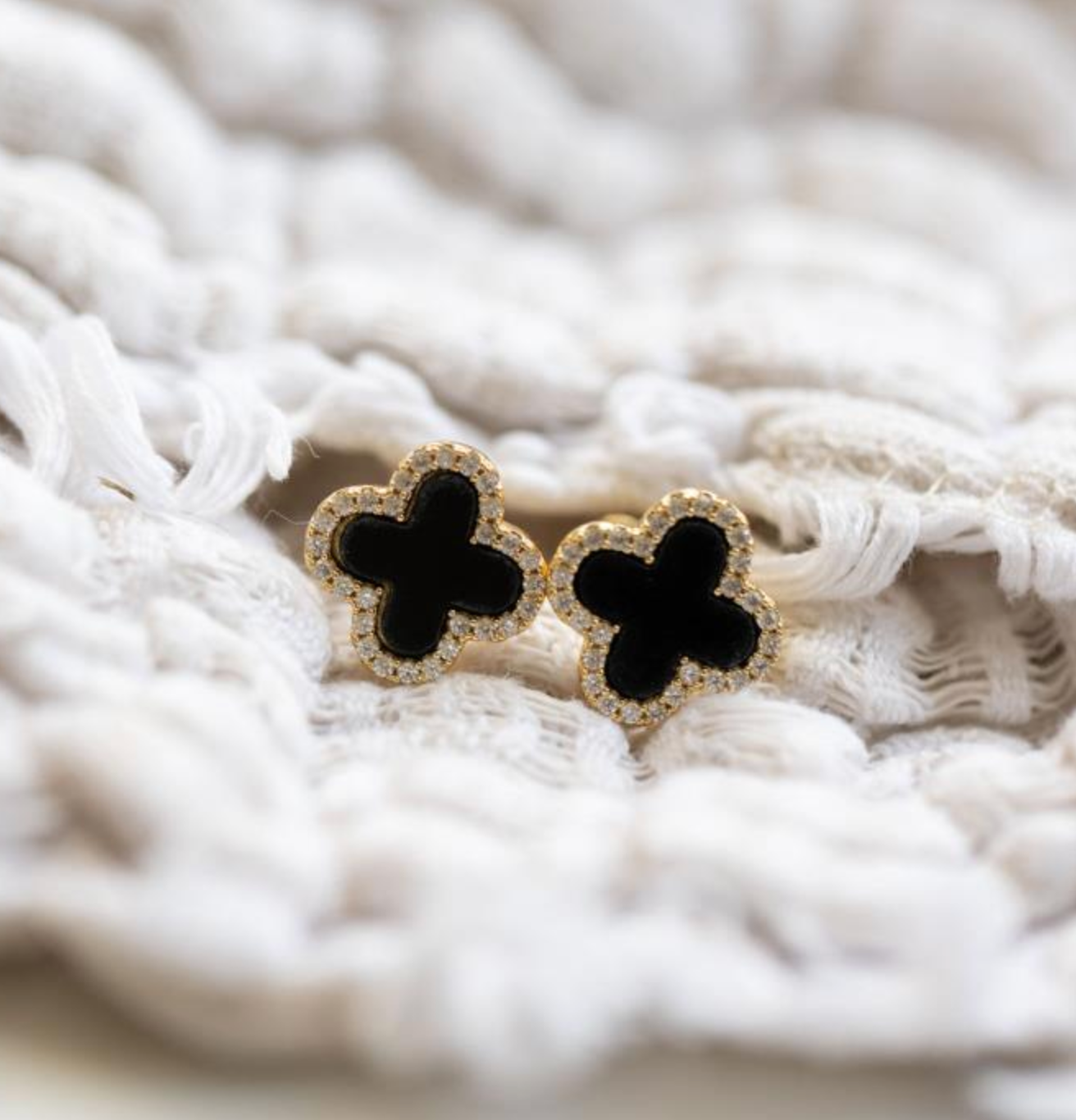 Crystal Encrusted Clover Studs