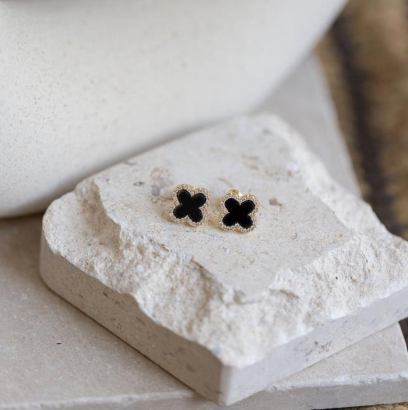 Crystal Encrusted Clover Studs