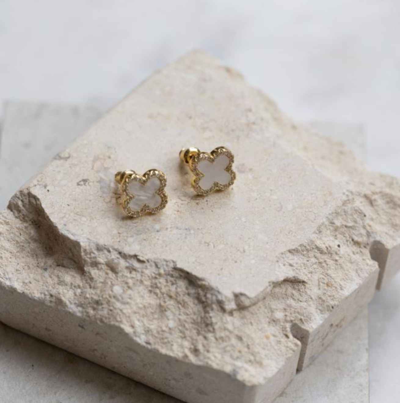 Crystal Encrusted Clover Studs