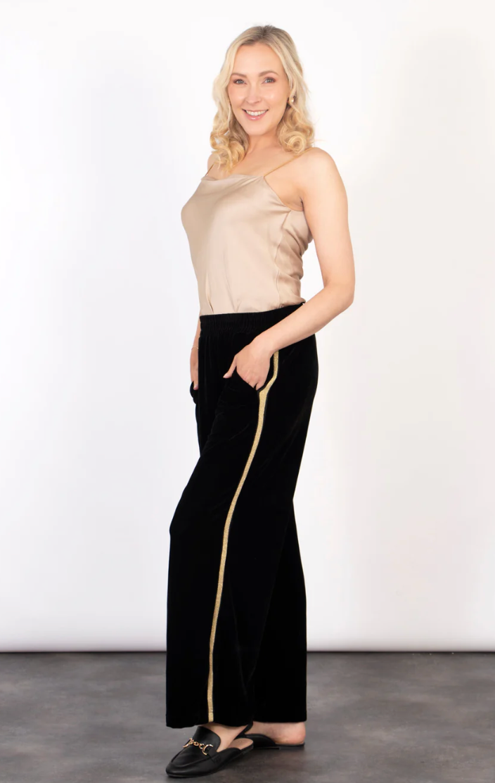 Gold stripe trousers shop