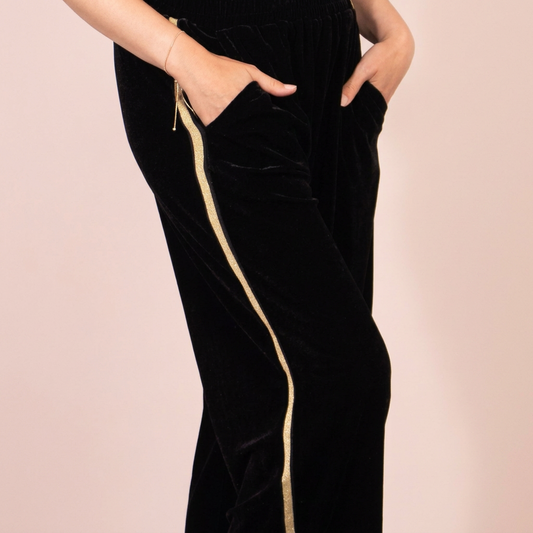 Velvet Trousers With Gold Stripe