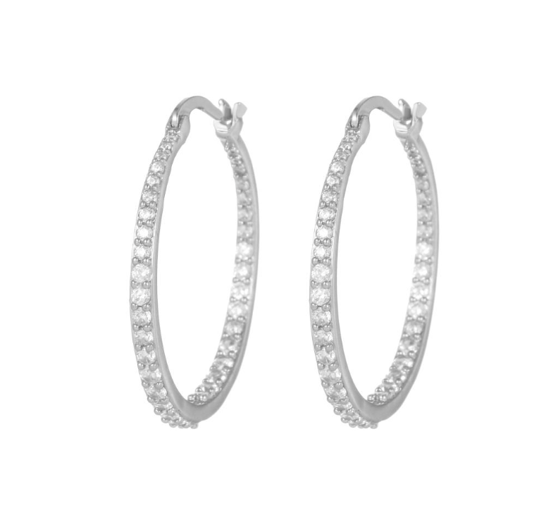 CZ inset hoop in gold