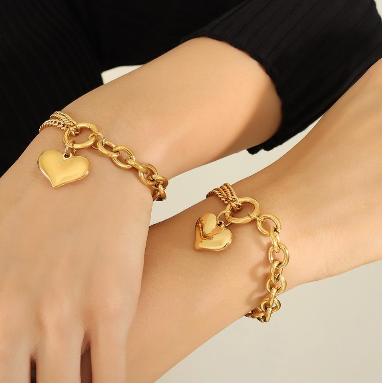 Double Chain Heart Bracelet