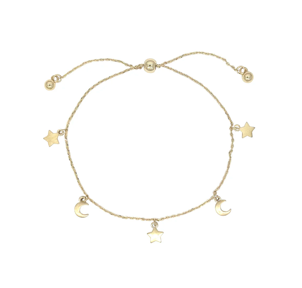 Brushed Star & Moon Bracelet