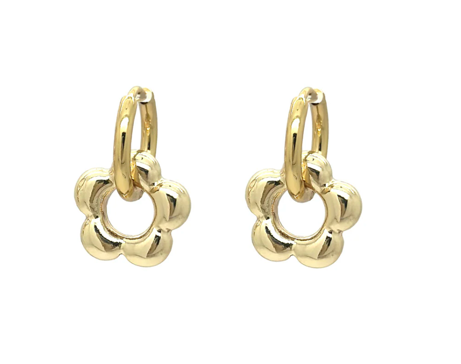 Flower Drop Hoop Earring