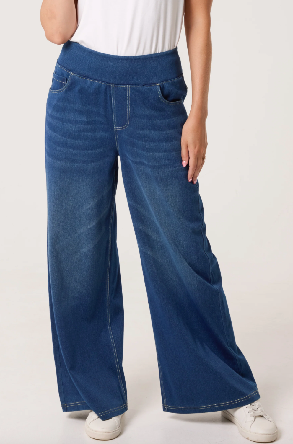 Waistband Wide Leg Jeans