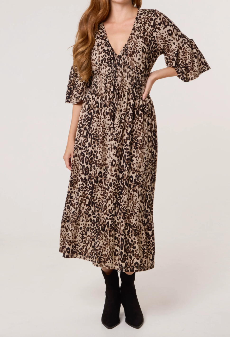 Animal V neck Dress