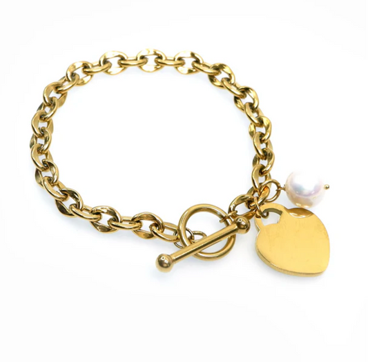 Heart Charm TBar Bracelet