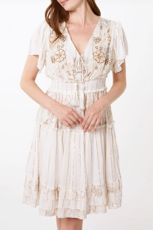 Embellished Gold Mini Dress