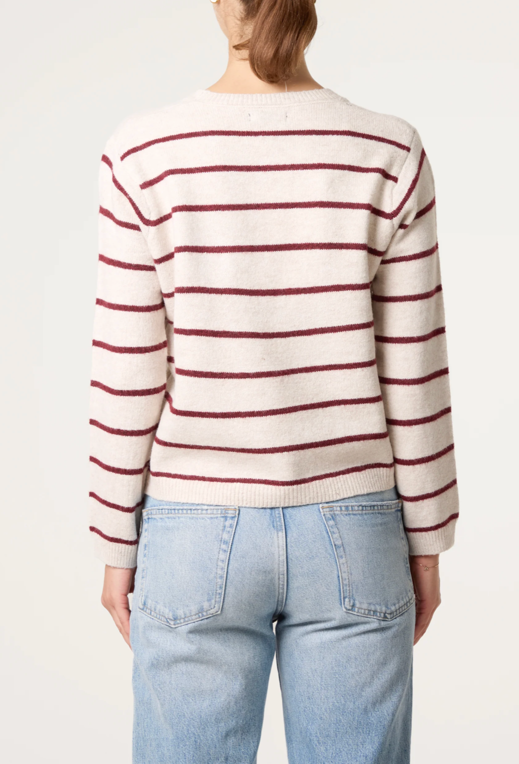 Stripe Detachable Scarf Jumper