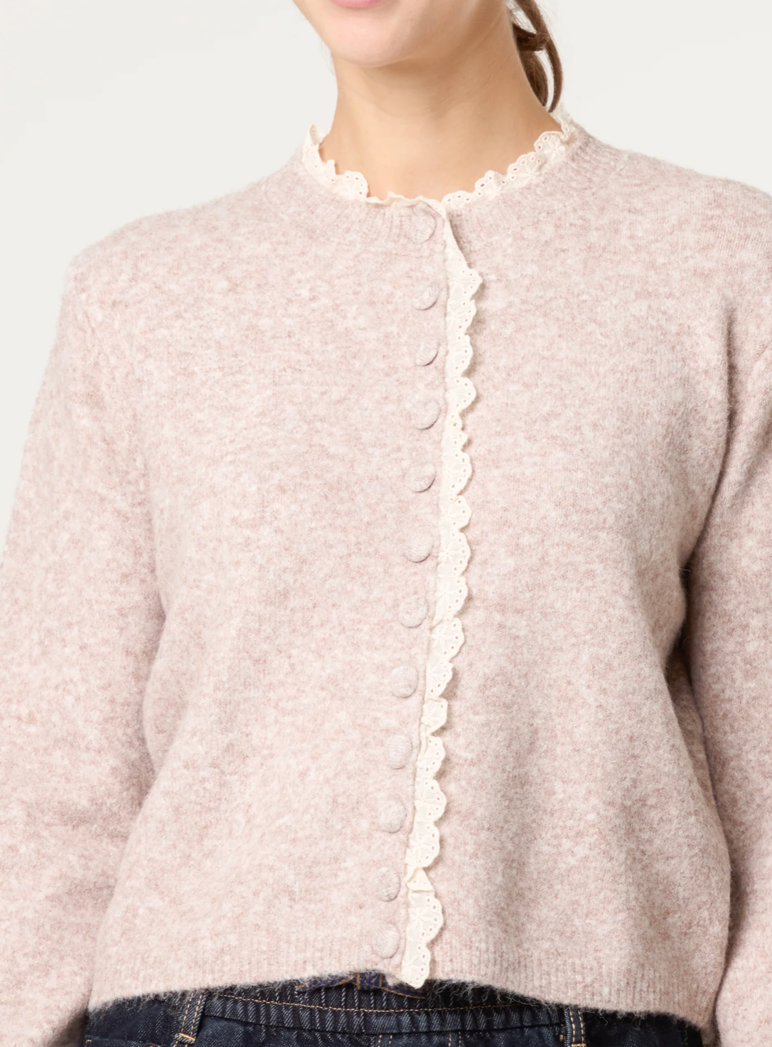 Broderie Anglaise Trim Cardigan