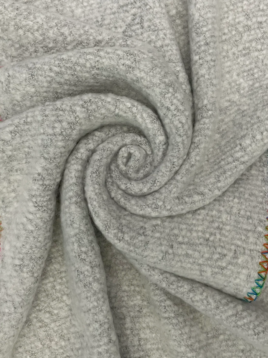 Plain Contrast Stitch Wool Edge Scarf