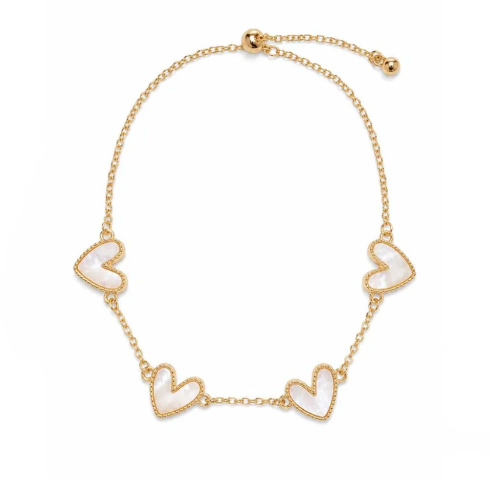 Four Hearts with MOP Slider Bracelet