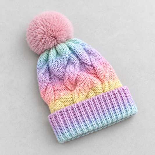 Rainbow Pastel Bobble Hat