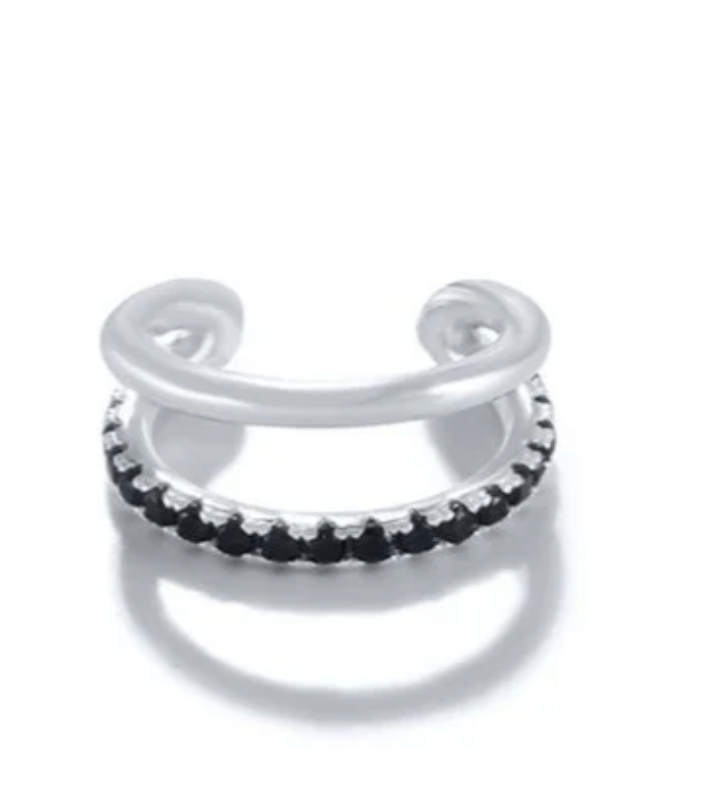 Black Cubic Zirconia Ear Cuff