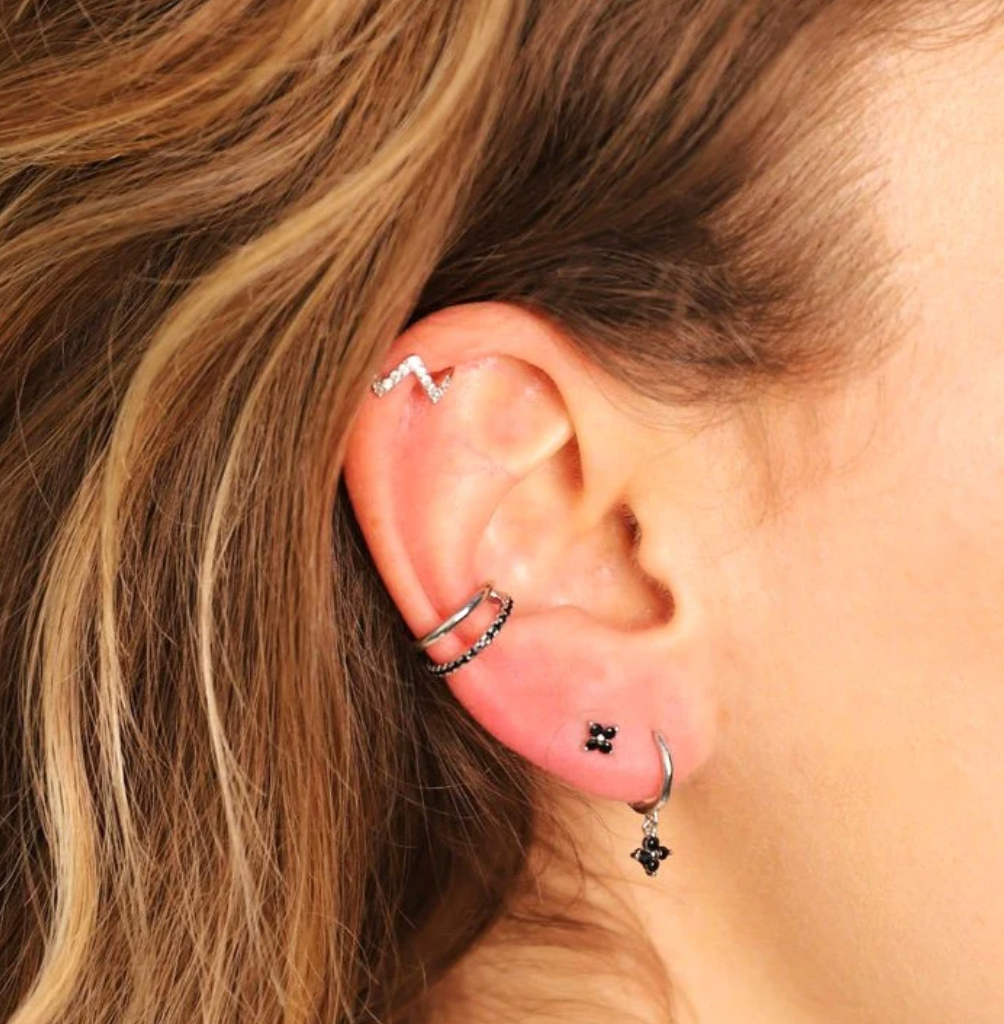 Black Cubic Zirconia Ear Cuff