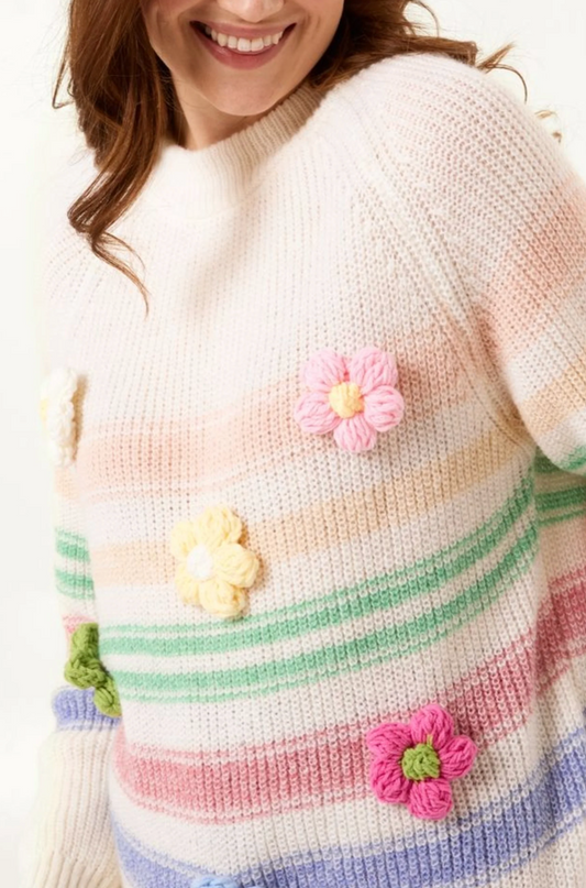 Pastel Knitted Flower Jumper
