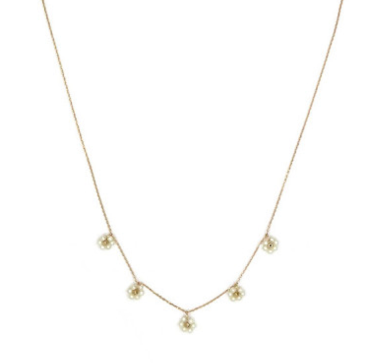 White Glass Flower Necklace