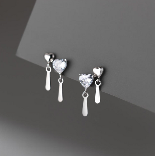 Double Heart Drop Earrings