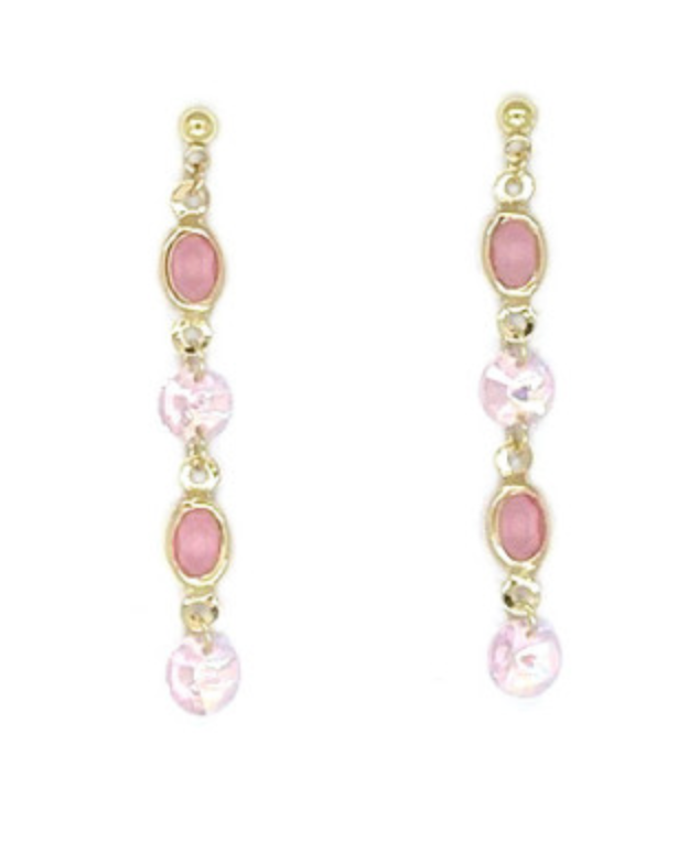 Hand Cut Pink Glass Earrings