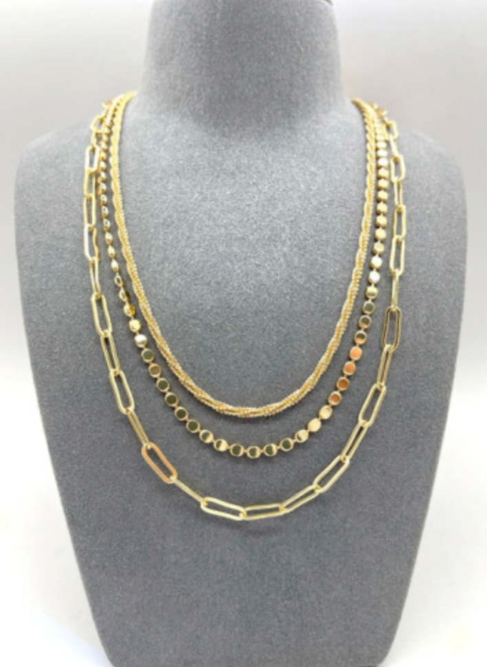 Unique 3 Chain Necklace