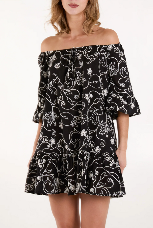 Embroidered Smock Dress