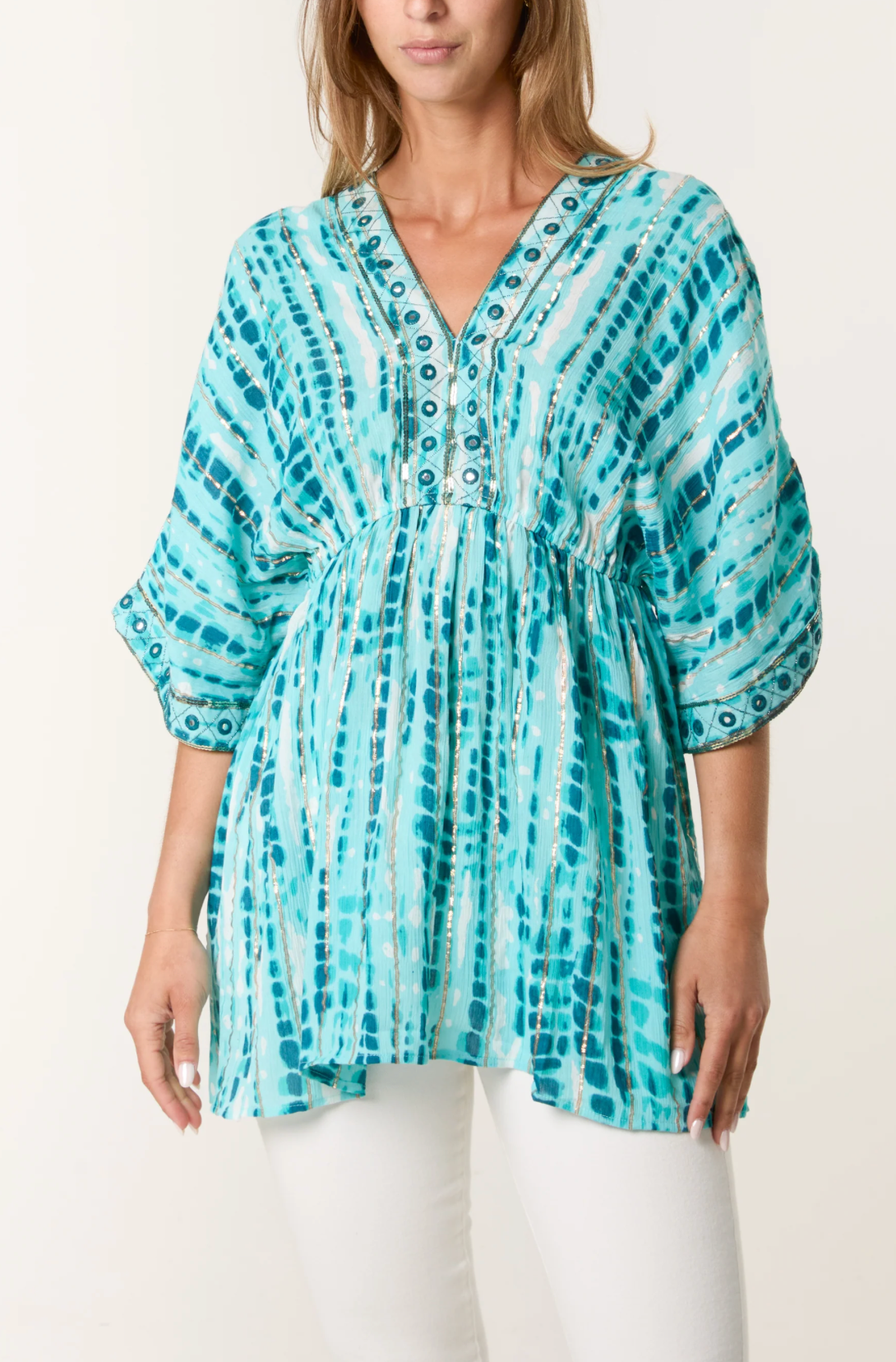 Aqua Smock Top
