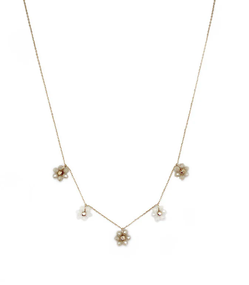 White Glass Flower Necklace